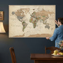 Framed World Map Wall Art for Home and Office Decor