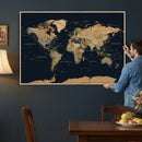 Vintage World Map Canvas on the Dark Background Wall Art