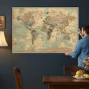 Vintage World Map Wall Art | Ready to Hang and Framed