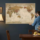 Vintage Detailed World Map Wall Art Canvas Print – Antique