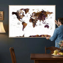 Rustic World Map Wall Art Canvas Print | Large World Map on