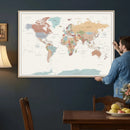 Pastel Colors World Map Wall Art Canvas Print by MyGreatCanvas | Canvas Wall Art Prints | Photo Prints & Wall Decor