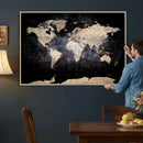Grunge World Map Wall Art | 3-Panel Large Beige and Brown by MyGreatCanvas | Canvas Wall Art Prints | Photo Prints & Wall Decor