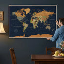 Modern World Map Canvas Print – Framed Detailed Map of the by MyGreatCanvas | Canvas Wall Art Prints | Photo Prints & Wall Decor