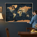 Vintage World Map Canvas Wall Art – Detailed Map with