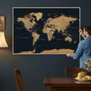 Vintage World Map Earth Globe Countries Oceans Continents by MyGreatCanvas | Canvas Wall Art Prints | Photo Prints & Wall Decor