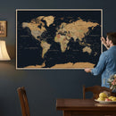 Vintage World Map Earth Globe Countries Oceans Continents