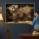 World Map Canvas Print, Modern Decorative Framed Map Artwork