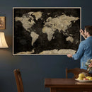 Push Pin World Map Canvas Wall Art Print, Interactive Travel