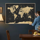 Vintage Blue and Brown World Map Canvas Wall Art – Framed by MyGreatCanvas | Canvas Wall Art Prints | Photo Prints & Wall Decor