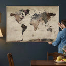 Neutral Watercolor World Map Canvas Wall Art – Framed Earth by MyGreatCanvas | Canvas Wall Art Prints | Photo Prints & Wall Decor