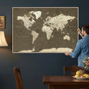 Vintage World Map Canvas Print – Framed Travel Map Wall Art