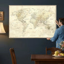 Colorful Watercolor World Map Canvas Wall Art – Framed