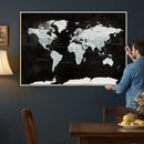 World Map Canvas Print – Framed Push Pin Wall Art, Color