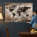 Black and White World Map Canvas Print – Framed Wall Art for