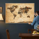 Navy Blue and Gold World Map Canvas Print – Framed Luxury by MyGreatCanvas | Canvas Wall Art Prints | Photo Prints & Wall Decor