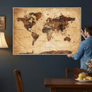 Modern Red and Gray World Map Canvas Print – Framed Wall Art