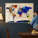 Colorful World Map Canvas Wall Art – Abstract Watercolor Map by MyGreatCanvas | Canvas Wall Art Prints | Photo Prints & Wall Decor