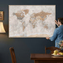 Detailed World Map Wall Art Canvas Print for Home and Office Decor