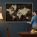 Blue World Map Canvas Wall Art – Framed Modern Travel Map by MyGreatCanvas | Canvas Wall Art Prints | Photo Prints & Wall Decor