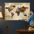 World Map Wall Art Canvas Print, Modern Decorative Framed