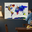 Vintage World Map Canvas Wall Art – Framed Travel Map with