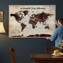 Custom Push Pin Map Wall Art Canvas Print – Personalized
