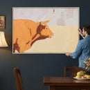 Minimal Longhorn Bull Wall Art Canvas Print, Neutral Western by MyGreatCanvas | Canvas Wall Art Prints | Photo Prints & Wall Decor