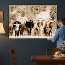 Western Longhorn Herd Wall Art Canvas Print, Sepia Texas by MyGreatCanvas | Canvas Wall Art Prints | Photo Prints & Wall Decor