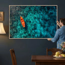 Turquoise Ocean Boat Wall Art Canvas Print by MyGreatCanvas | Canvas Wall Art Prints | Photo Prints & Wall Decor