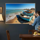 Coastal Fishing Boats Wall Art Canvas Print, Sunset Beach by MyGreatCanvas | Canvas Wall Art Prints | Photo Prints & Wall Decor