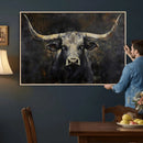 Rustic Longhorn Bull Wall Art Canvas Print – Vintage Western by MyGreatCanvas | Canvas Wall Art Prints | Photo Prints & Wall Decor
