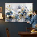 Large Abstract Flowers Wall Art Canvas Print – Gold and Blue by MyGreatCanvas | Canvas Wall Art Prints | Photo Prints & Wall Decor