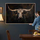 Vintage Longhorn Bull Wall Art Canvas Print – Rustic Western by MyGreatCanvas | Canvas Wall Art Prints | Photo Prints & Wall Decor