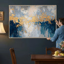 Blue Gold Abstract Large Framed Canvas Wall Art, Modern by MyGreatCanvas | Canvas Wall Art Prints | Photo Prints & Wall Decor