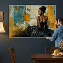 Elegant Woman Canvas Wall Art — Black Gold Gown Fashion by MyGreatCanvas | Canvas Wall Art Prints | Photo Prints & Wall Decor