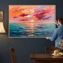 Bold Palette Knife Ocean Sunset Canvas — Orange Pink Teal by MyGreatCanvas | Canvas Wall Art Prints | Photo Prints & Wall Decor
