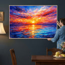 Colorful Knife Ocean Sunset Canvas — Orange Pink Teal by MyGreatCanvas | Canvas Wall Art Prints | Photo Prints & Wall Decor