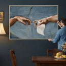 Funny Bathroom Canvas Wall Art, Michelangelo Creation of by MyGreatCanvas | Canvas Wall Art Prints | Photo Prints & Wall Decor