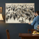 Cowboy Cattle Drive Canvas Wall Art, Western Longhorn Herd by MyGreatCanvas | Canvas Wall Art Prints | Photo Prints & Wall Decor