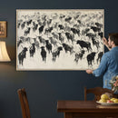 Longhorn Cattle Canvas Wall Art, Black White Stampede Ink by MyGreatCanvas | Canvas Wall Art Prints | Photo Prints & Wall Decor