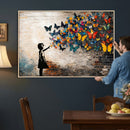 Banksy Graffiti Butterfly Girl Wall Art Canvas Print, Framed by MyGreatCanvas | Canvas Wall Art Prints | Photo Prints & Wall Decor