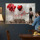 Girl Graffiti Wall Art Canvas Print, Red Balloon Heart by MyGreatCanvas | Canvas Wall Art Prints | Photo Prints & Wall Decor