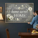 Home Sweet Home Wall Art Canvas Print, Floral Farmhouse by MyGreatCanvas | Canvas Wall Art Prints | Photo Prints & Wall Decor