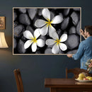 Plumeria Frangipani Black Stone Canvas | White Flower Spa by MyGreatCanvas | Canvas Wall Art Prints | Photo Prints & Wall Decor