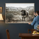 Texas Longhorn Bull Wall Art Canvas Print, Western Farmhouse by MyGreatCanvas | Canvas Wall Art Prints | Photo Prints & Wall Decor