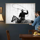 Cowboy Lasso Canvas Wall Art, Black White Western Horse by MyGreatCanvas | Canvas Wall Art Prints | Photo Prints & Wall Decor
