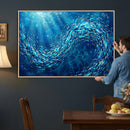 School of Fish Canvas Print | Blue Ocean Underwater Wall Art by MyGreatCanvas | Canvas Wall Art Prints | Photo Prints & Wall Decor