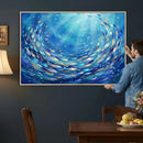 School of Fish Canvas Print | Blue Ocean Underwater Wall Art by MyGreatCanvas | Canvas Wall Art Prints | Photo Prints & Wall Decor