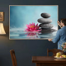Zen Canvas Wall Art Lotus Flower Stacked Stones Teal Spa by MyGreatCanvas | Canvas Wall Art Prints | Photo Prints & Wall Decor